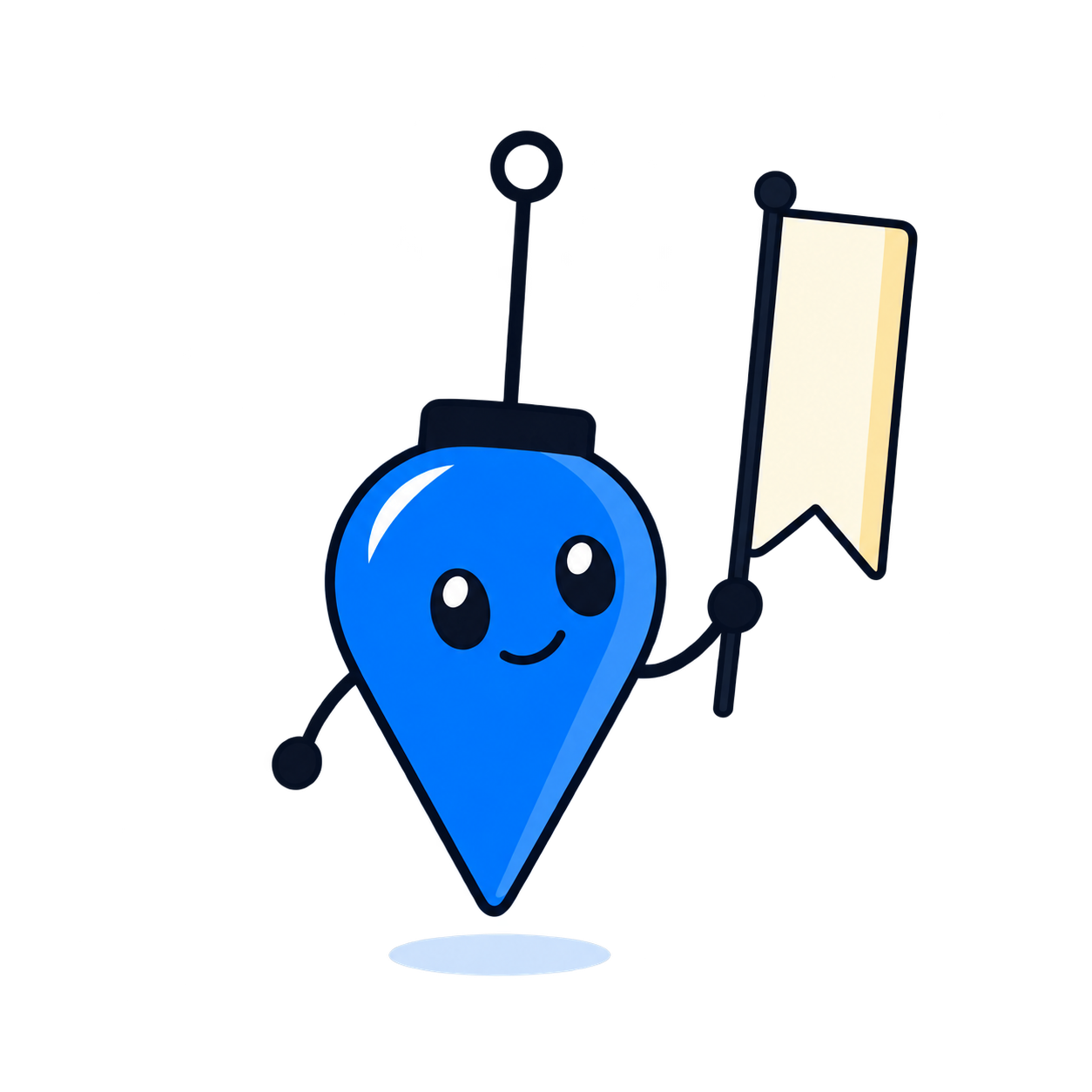 A small azure bob raising a single bookmark.