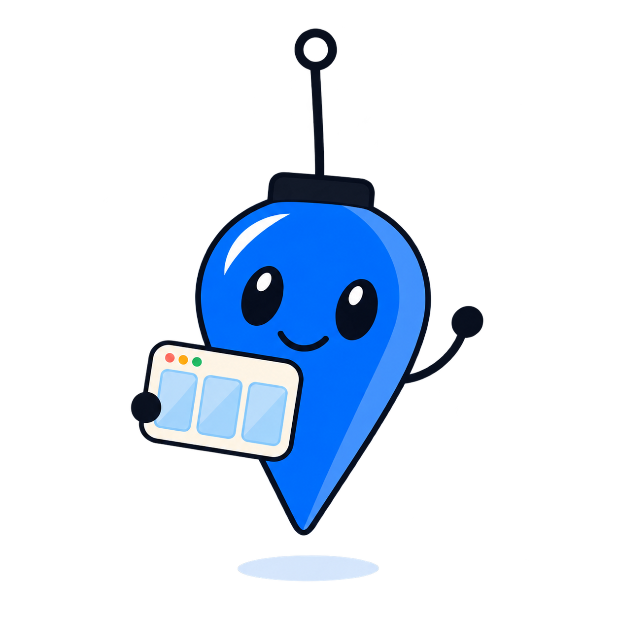 A wide-eyed blue bob holding a three-pane window.