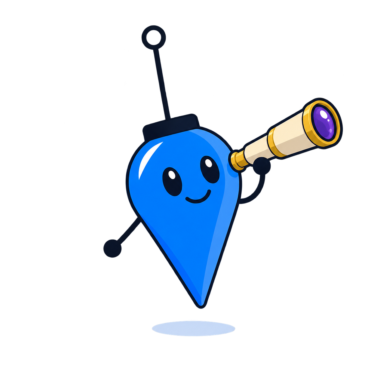 A curious azure bob with a small telescope.