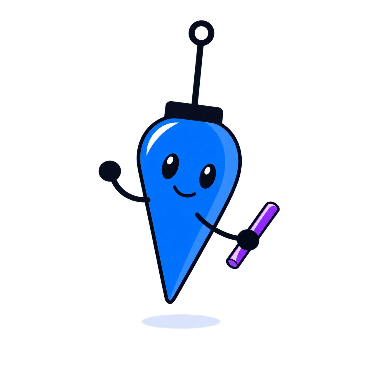 A slender blue bob passing a violet relay baton.