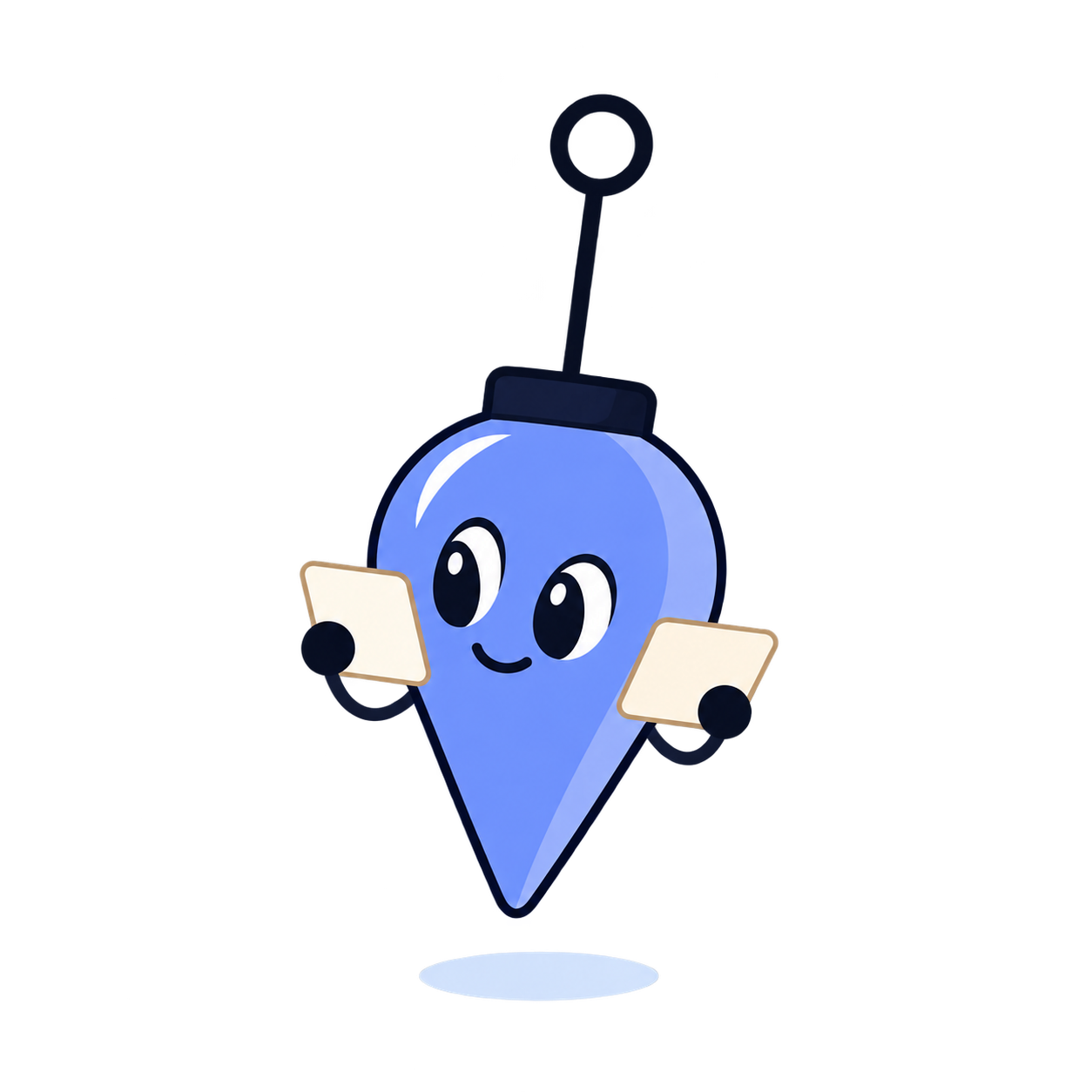 A tiny periwinkle bob comparing two cards.