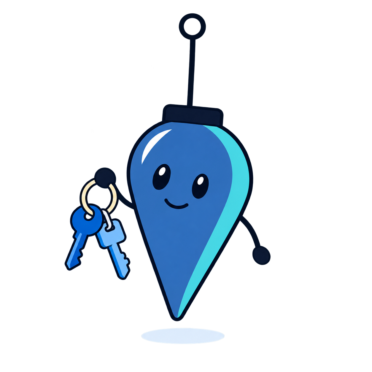 A slate-blue bob carrying two distinct keys.